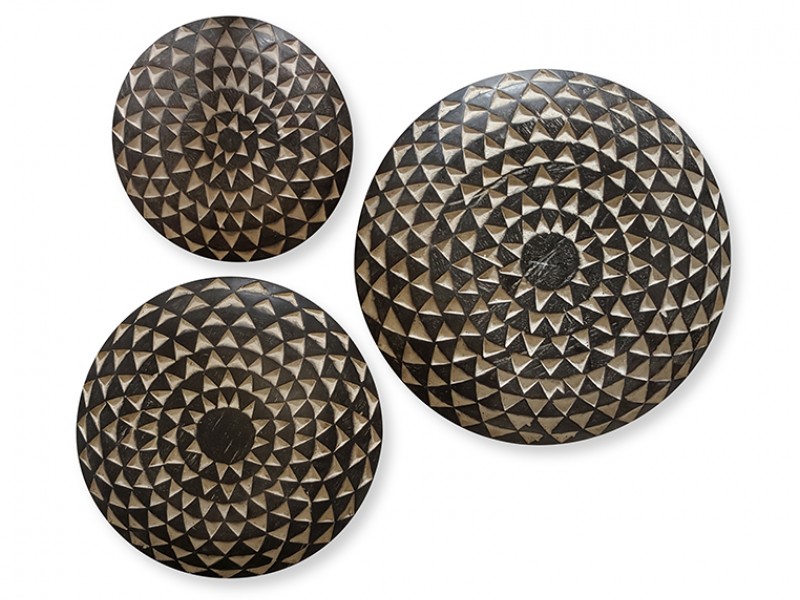 Bamileke Carved Wood Shield Set